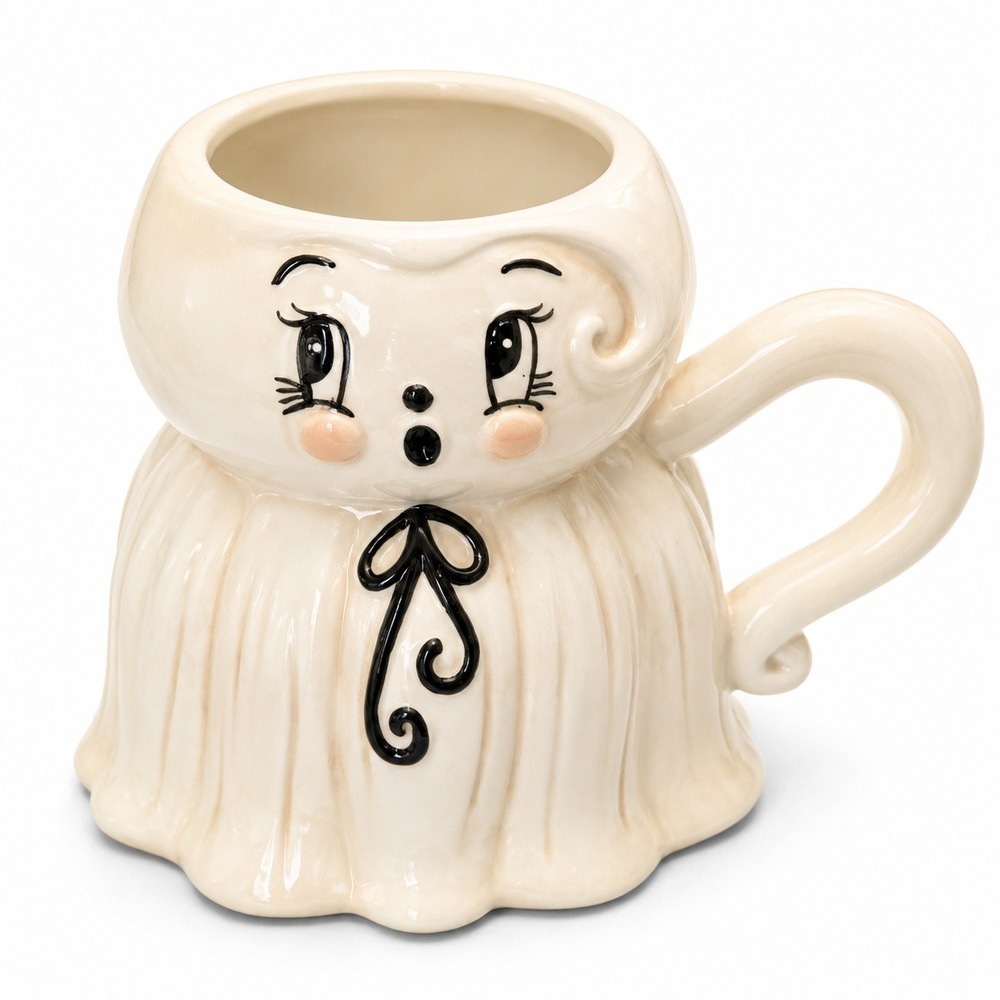 Johanna Parker Ghost Girl Mug Transpac Cream Ceramic Halloween Kitsch NEW